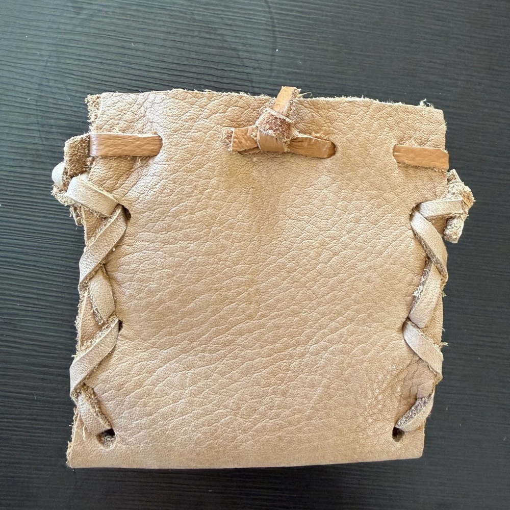 Tan Leather Drawstring Pouch - image 4